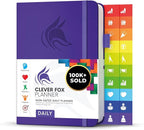 Clever Fox Daily Planner – Undated Planning Notebook with Hourly Schedule & To-Do List – Personal Day Task & Work Organizer, 6 Months (Purple)
