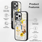 MOSNOVO Case for iPhone 16 Pro, [10ft 4X Military-Grade Drop Protection] Durable & Shockproof Phone Case Cover Design for iPhone 16 Pro - Vintage Collage Art - Clear Black