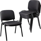 CLATINA Set of 5 Pack Stackable Waiting Room Chairs Fabric Black Reception Chair Metal with Thickened Seat Back Cushion for Waiting Conference Room Guest Stool (5 Pack)