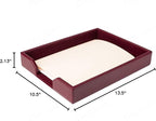 Dacasso Burgundy Bonded Leather Luxury Letter Tray Holder & Paper Organizer for Desk - Executive Desk Decor & Office Organization Essential