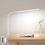 Lepro Small Desk Lamp with Clamp, LED Reading Lamps with 450LM, 3 Color Modes 10 Brightness, Dimmable USB Clip on Desk Light with Gooseneck Swing Arm for Nail, Home Office and Dorm (White)