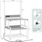 Homieasy Printer Stand with Charging Station, 29.1" x 22.8" Large 3D Printer Table with Filament Storage, Heavy Duty Rolling Printer Cart with 4-Tier Storage for Workshop/Office/Garage, Light Grey