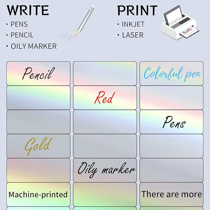 STARLIBOO 1" x 2-5/8" Address Labels- Holographic Color Stickers for Laser/Ink Jet Printer mailing Labels 8.5"×11"- Holographic Silver