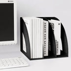 SAYEEC Desk Organizer File Magazine Storage Holder with 3 Vertical Compartments Rack Magazine Divider for Office Organization Home Workspace,Black