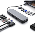 USB C Hub Laptop Docking Station Dual Monitor,14 in 1 Multiport Adapter with 4K HDMI,VGA,8 USB C/A Ports,100W PD Fast Charging,Audio&Mic,SD&TF,USBC Dongle for MacBook/Dell/HP/Lenovo ThinkPad/Surface