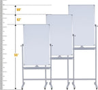 40" x 28" Double-Sided Mobile Whiteboard with Wheels | Rolling Magnetic Dry Erase Board on Stand | Adjustable Height Silver Frame White Board for Office, Classroom & Home