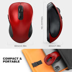 WisFox 2.4G Wireless Mouse for Laptop, Ergonomic Computer Mouse with USB Receiver and Type-C Adapter, 6 Button Cordless Mouse Wireless Mice for Windows Mac PC Notebook (Red)