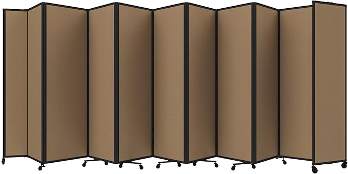 Versare Room Divider 360 Portable Wall Partition | Folding Panels | Large Freestanding Divider | Locking Wheels | Temporary Room Separator