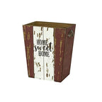 Small Wood Trash Can Wastebasket, Farmhouse Rectangular Garbage Can Waste Basket, Rustic Distressed Wooden Trash Recycling Bin with Metal Handles, Home Sweet Home Wood Storage Basket (Distressed)