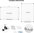 XBoard Magnetic Dry Erase Whiteboard 24 x 18 Inch, Small Hanging White Board for Wall with Marker Tray | Silver Aluminum Frame Presentation Board for Home Office Classroom (Pack of 2)