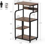 VEDECASA Large Printer Stand Cart with Charging Station USB Port 21.2"x15.7"x42.3" Tall 3-Tier Adjustable Shelf Storage Home Office Rolling Stand with Wheels