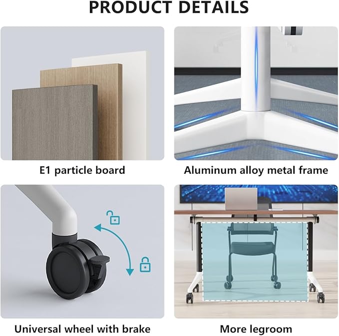Conference Room Table, Folding Conference Tables,Thicken Grey Tabletop,Flip Top Wooden Seminar Meeting Room Table for Conference Room Offices (6, BlackWoodGrain, 70.8”)
