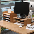 Wood Stackable Paper Trays for Office Supplies and Accessories - Desk Organizer Tray for Letter Document Magazine -Wooden Desktop File Folder Holder Shelf 2 Set Light(2CTP-LT)