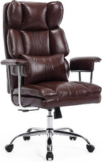 Big and Tall Office Chair 500lbs Wide Seat Executive Office Desk Chair High-Back Office Task Chair, Ergonomic Lumbar Support Computer Office Chairs for Heavy People(Brown)