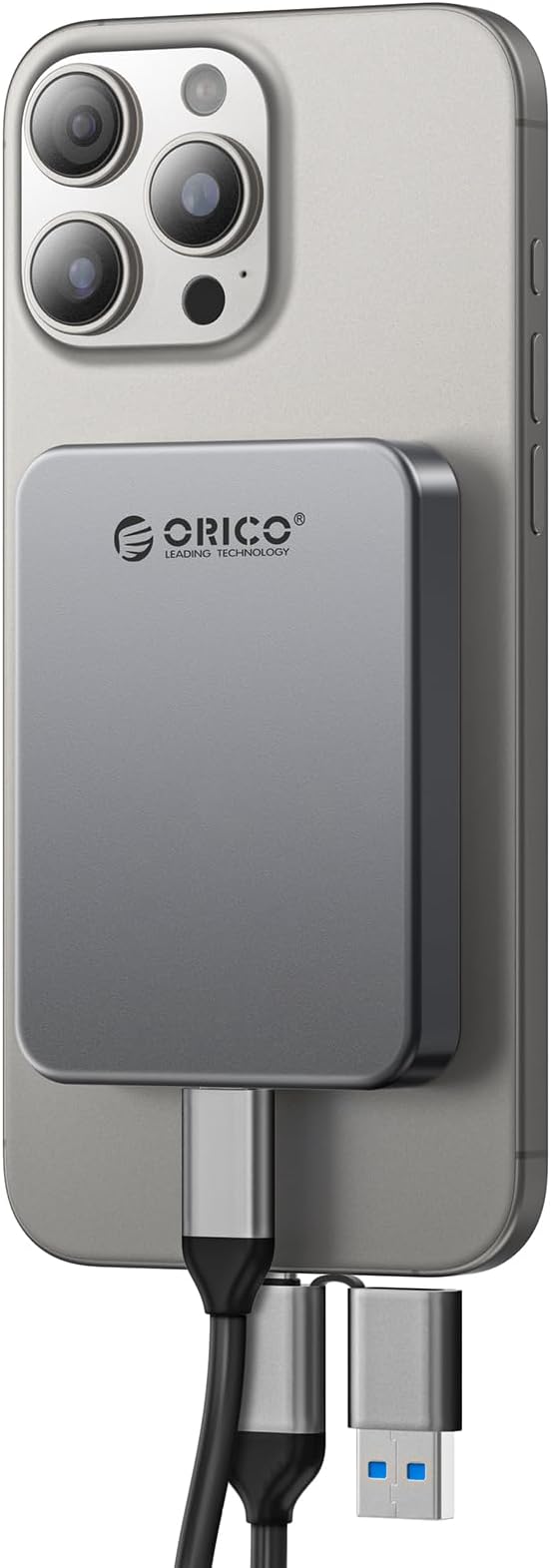 ORICO 4TB Magnetic Portable SSD, Metal Body, 4K 120 fps ProRes HDR Record and Store, Up to 460MB/s, USB C&A 2 in 1 Cable, External SSD Compatible with iPhone 16 Pro Max, Tablet, Computer - K5PLUS