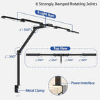 Transformable LED Desk Lamp, 41.5" Large Architect Desk Lamp with Clamp, 3 Light Bars Desk Light for Home Office, 24W Auto Dimming Office Lighting Table Light for L Shaped Desk