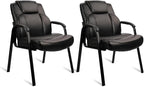 CLATINA Big & Tall 500 lb. Guest Chair, Leather Reception Chairs with Padded Arm Rest for Waiting Room Office Home and Meeting Conference-Black, 2 Pack