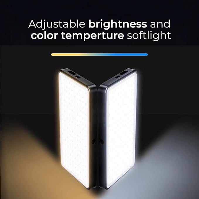 Pro 4K HD Webcam Camera Pro and Light Panel Bundle with Eye Contact, Noise Cancelling Mic