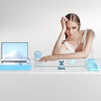 Wireless Keyboard Mouse Combo, MOFII 104 Round Keys Lovely Full-Size Cute Colorful Keyboard and Mouse with Retro Typewriter for PC/Mac/Laptop/Tablet/Computer/Windows Blue