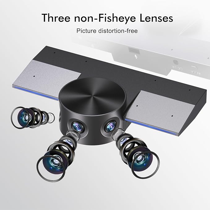 Panoramic 180° Video Camera, Immersive Video Conference Experience, both Overall and Speakers’ Close-up view, 1080P Webcam for Huddle Room and Homebased Office, Plug and Play with Micro SD Card Slot
