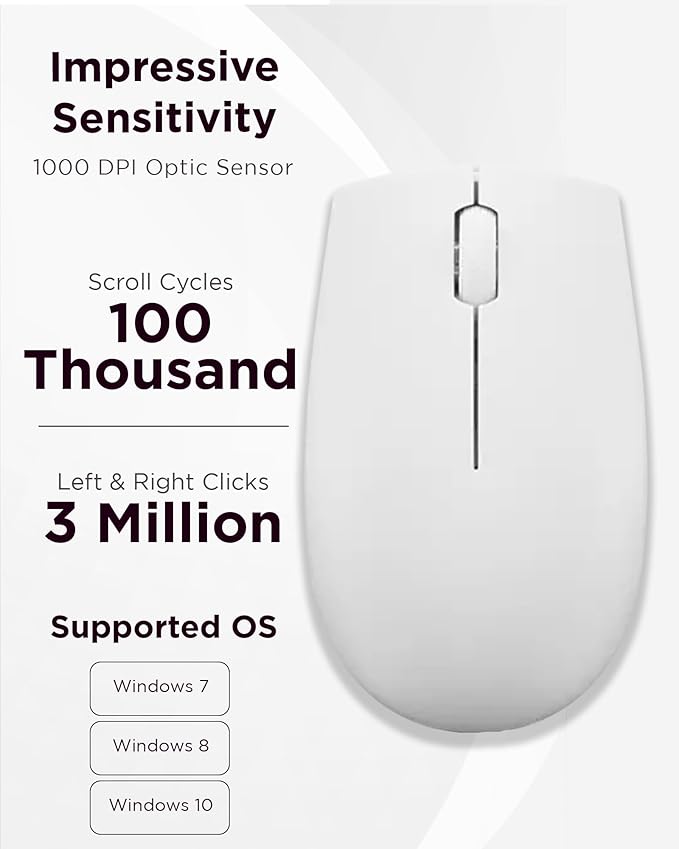 Lenovo 300 Wireless Mouse – Computer Mouse for PC, Laptop with Windows – Ambidextrous Design – 2.4 GHz Nano USB Receiver – 12 Month Battery Life