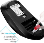 memzuoix 2.4G Wireless Mouse, 1400 DPI Computer Mice with USB Receiver, Portable Wireless USB Battery Powered Cordless Mouse for Laptop, PC, Desktop, 5 Buttons (Matte Black)