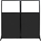 Versare Office Workstation Screen | Portable Wall Divider | Modern Cubicle | Freestanding Privacy Screen | Flexible Work Space | 2 Panels | 66" Wide x 70" Tall Black SoundSorb Panels with Window