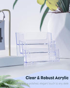 Uniclife Acrylic Business Card Holder for Desk 3 Slots Clear Business Card Display Stand for Men & Women Desktop Business Card Organizer Card Stand for Office Home Exhibition, 180 Card Capacity