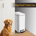 Bathroom Trash Can, 2.6 Gallon Trash Can with Lid, Stainless Steel Pedal Trash Bin with Removable Liner for Bathroom, Bedroom, Kitchen, Office,10 Liter White Garbage Can