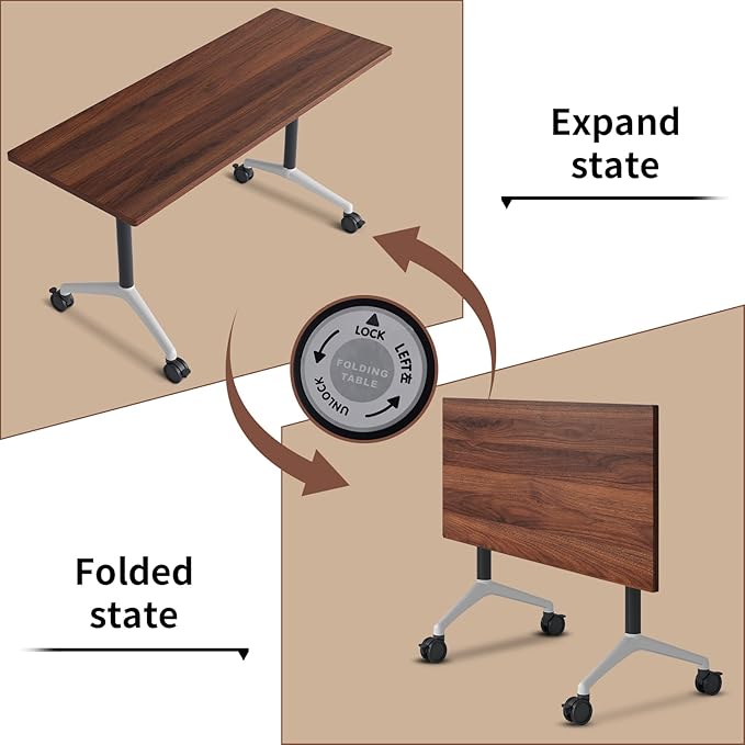 Conference Room Table with Flip-Top Design for Dynamic Meetings, Business Table Computer Desk with Heavy-Duty Frame,Foldable Seminar Meeting Tables for Home Office (6, A, 70.8IN)