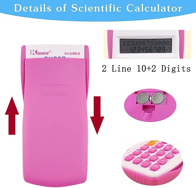 Scientific Calculators Desktop, Scientific Calculators for Students, Scientific Calculator 240 Functions 2 Line 10+2 Digits, Desk Math Calculator for School (Pink and White)