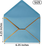 50 Pack A4 Envelopes Dusty-Blue 4x6 Envelopes Self-Adhesive V Flap Envelopes with Gold Border for Office, Wedding Gift Cards, Invitations, Graduation, Baby Shower, Parties (4.25x6.25 inches)