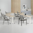 CLATINA Waiting Room Guest Chair with Bonded Leather Padded Arm Rest for Office Reception and Conference Desk(Grey 8 Pack)