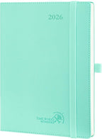 POPRUN 2026 Planner (Medium - 6.5'' x 8.5'') - 2026 Weekly Calendar ((Jan. 2026 - Dec. 2026) with Hourly Time Slots, Weekly/Monthly Appointment Book for Time Management - Leather Soft Cover - Green