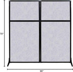 Versare Office Workstation Screen | Portable Wall Divider | Modern Cubicle | Freestanding Privacy Screen | Flexible Work Space | 2 Panels | 66" Wide x 70" Tall Marble Gray SoundSorb Panels