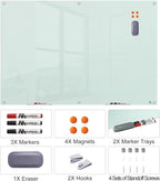 TSJ OFFICE Glass Dry-Erase Board - 72 x 48 Inches (6' X 4') Wall Mounted Glass Magnetic Whiteboard, Extra Large Frameless White Board for Office, Home & School