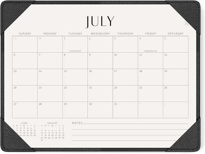Jotsome Desk Calendar 2025-2026 with Desktop Mat, Academic Desk Pad Calendar From July 2025 to December 2026 14x10.5 inch, Desk Blotter Calendar for Home Office and School, Easy Planning, Black