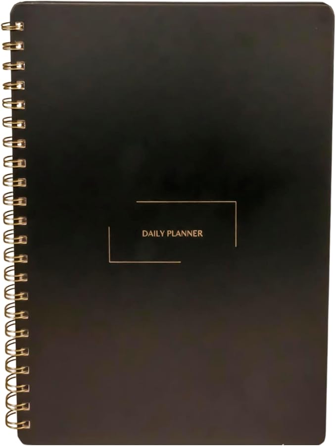 Undated Daily Planner | 8.25” x 11.75” To Do List Notebook | Work Productivity ADHD Organizer | Men and Women Planner | College Supplies | Black | Portrait Layout