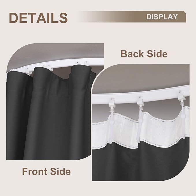 Room Divider Curtains & Flexible Bendable Tracks Set,Privacy Dividers Ceiling Track Curtain Window Blackout Curtains for Living Room Bedroom (W150 × H108 In 1 Panel Black Drape & White Rail)