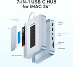 USB C HUB for iMac 24 inch 2021/2023/2024, PULWTOP USB Hub Adapter iMac Accessories for iMac M1/M3/M4 with USB C 10Gbps 3*USB A SD/TF, Docking Station Support Expand M.2 SSD (Not Included),Blue