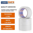 ADHES Shipping Tape Packaging Tape Packing Tape for Moving Boxes Heavy Duty Clear, 55M Per Roll 1.88 Inch Width,2.7Mil