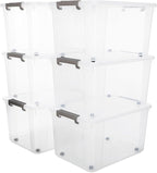 Citylife 6 Packs 69 QT Plastic Storage Bins with Lids Large Stackable Storage Containers for Organizing Clear Storage Box for Garage, Closet, Kitchen