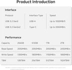 256GB Flash Drive, Up to 2050MB/s USB 3.2 Gen22, USB A+C, 2-in-1 Memory Stick for iPhone/Android/Windows/MacPC/Laptops, FF958