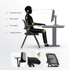 50 Pack Conference Room Chairs with Wheels and Sliding Armrest,Foldable Nesting Chair for Office School Church Waiting Room Black