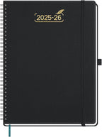 BEZEND Weekly Planner 2025-2026 with 2 Columns, 8.5" x 11" Academic Calendar 18 Months (Jul 25-Dec 26) Life Work Appointment Book with Monthly Tab, PU Leather Softcover Spiral - Black
