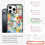 MOSNOVO Magnetic Case for iPhone 16 Pro, 10ft Military-Grade Protection, Compatible with Magsafe, Shockproof Phone Case for iPhone 16 Pro - Pastel Floral Garden - Clear Black
