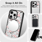 MOSNOVO Magnetic Case for iPhone 16 Pro, 10ft Military-Grade Protection, Compatible with Magsafe, Shockproof Phone Case for iPhone 16 Pro - Pink Sharks - Clear Black