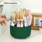 SKYDUE 360 Degree Rotating Desk Organizer, Dual-Purpose Pencil Pen Holder for Desk, Rotating Desk Pen Organizer with 5 Slots, Art Supplies, Pencil Cup for Office, School, Home