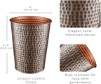 Monarch Abode Copper Hand Hammered Metal Wastebasket for Home Office Bedroom, Decorative Waste Basket, Modern Bathroom Garbage Can, Durable & Decorative Trash Bin, Antique Copper Bathroom Trash Can