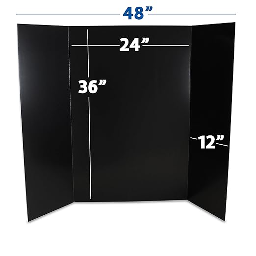 Flipside Products 36” x 48” Foam Project Boards for Presentations, Science Fair, School Projects, Event Displays and Trifold Picture Board - Black - 24 Pack